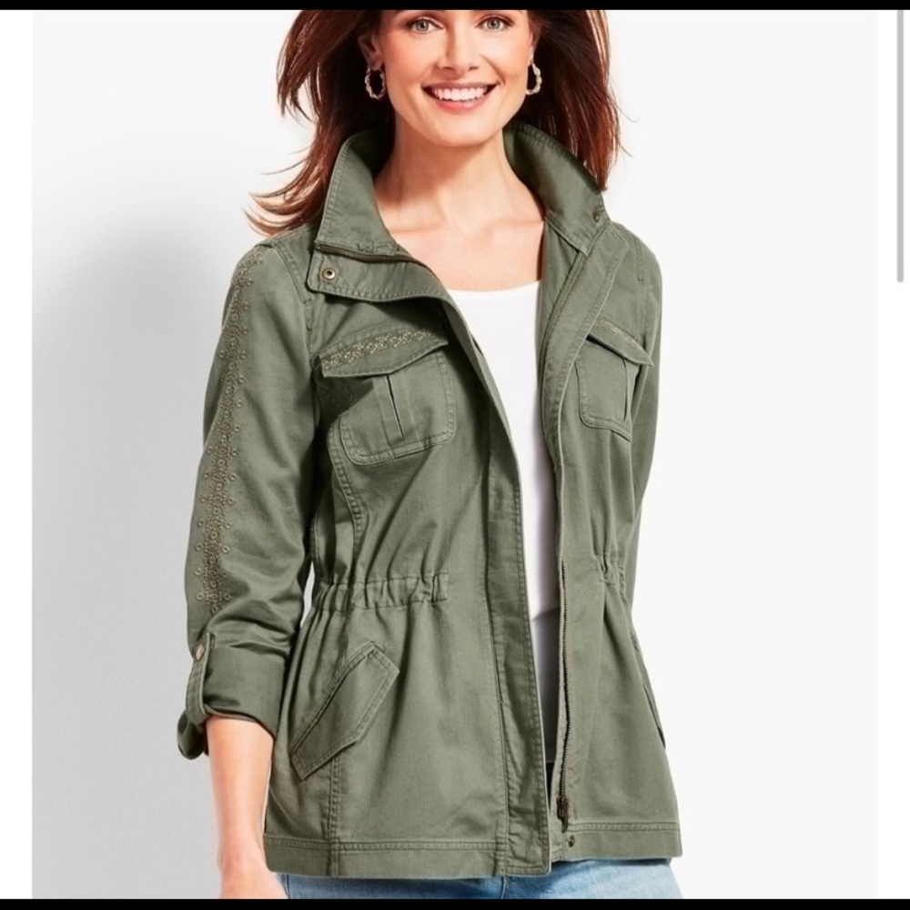 Talbots Green safari jacket size extra small or XS